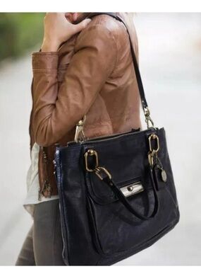 Vintage COACH BAG Kristin Elevated Hobo Leather Purse Tote Bag Black